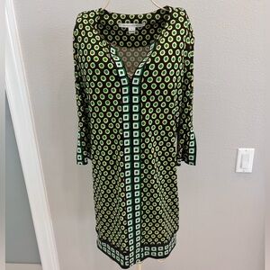 Diane Von Furstenberg Geometric Green and Black Dress Womens Size 4
